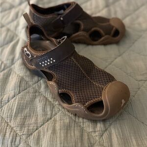 CROCS Brown Mesh Slip-On Sandals